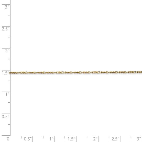 1.25mm 10k Yellow Gold Flat Figaro Chain Necklace, 18 Inch - Picture 5 of 8